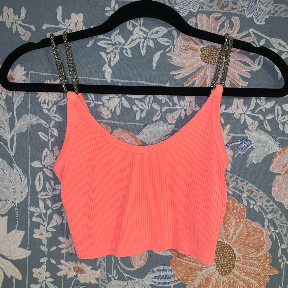 Neon orange LF chain strap tank